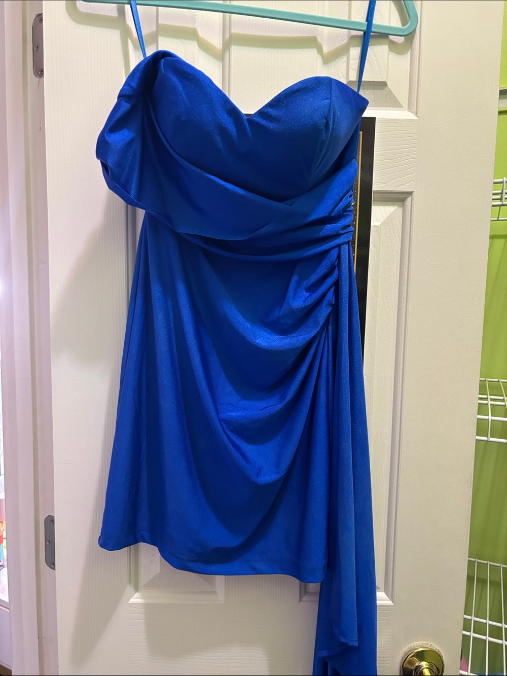 Royal Blue Draped One Shoulder Cocktail Dress